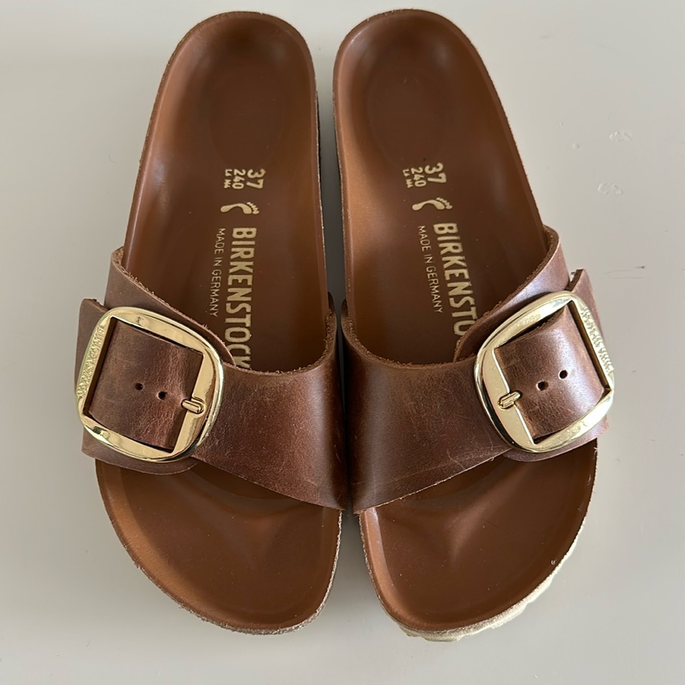 Birkenstock Madrid Big Buckle Women’s 6 37 Brown cognac leather